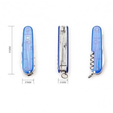 Нож перочинный Victorinox Huntsman (1.3713.T2) 91 мм, 15 функций, прозрачный синий