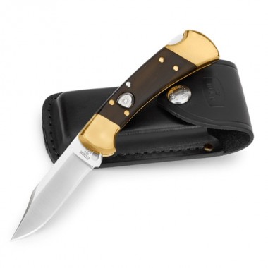 Нож складной BUCK 112 Auto, Wood Ebony/Brass, 420HC клинок P 7,6 см