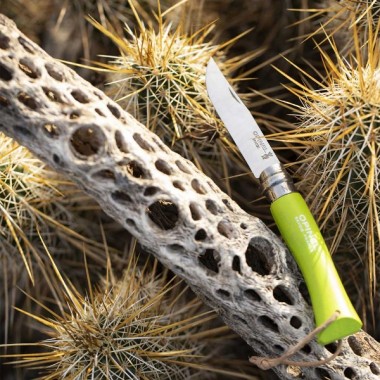 Нож Opinel Trekking №07 клинок 8см, нерж.сталь, граб, зелёный, темляк