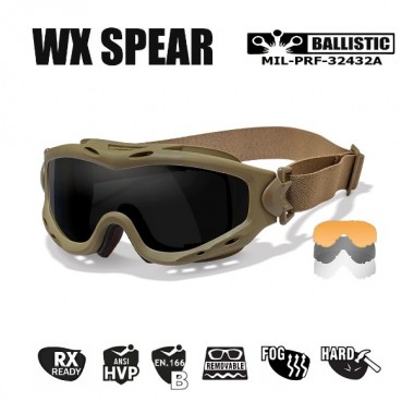 Маска защитная Wiley X WX Spear  (Frame: Matte Tan, Lens: Grey + Clear + Rust)
