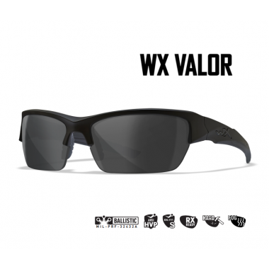 Очки защитные Wiley X WX Valor (Frame Matte Black, Lens Grey)