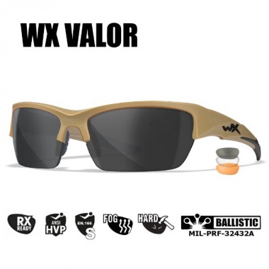 Очки защитные Wiley X WX Valor (Frame Matte Tan, Lens Clear + Grey + Rust)