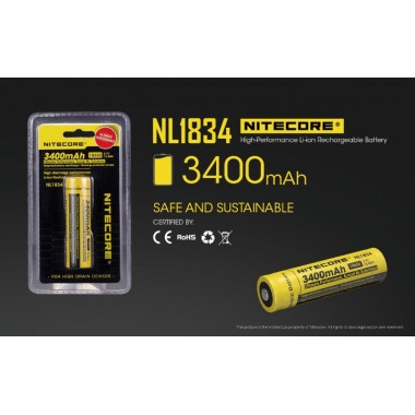 Аккумулятор NITECORE NL1834 (18650 3.7v 3400mA)
