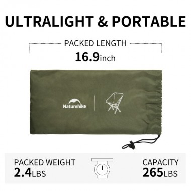 Кресло раскладное NATUREHIKE Stellaluna L01, ультра легкое, зеленое