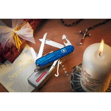 Нож перочинный Victorinox Huntsman (1.3713.T2) 91 мм, 15 функций, прозрачный синий