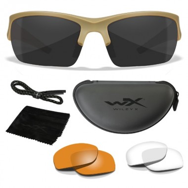 Очки защитные Wiley X WX Valor (Frame Matte Tan, Lens Clear + Grey + Rust)
