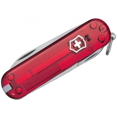 Нож перочинный Victorinox Classic SD (0.6223.T) 58 мм, 7 функций, прозрачный красный