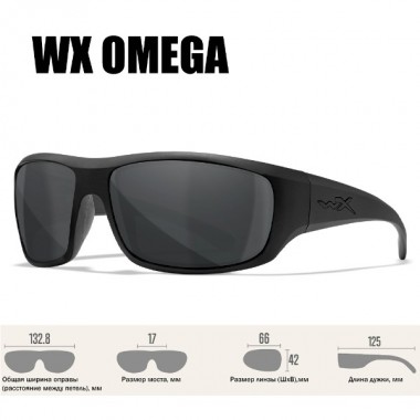 Очки защитные Wiley X WX Omega (Frame Matte Black, Lens Grey)