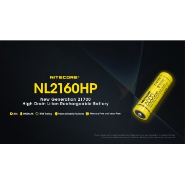 Аккумулятор NITECORE NL2160HP (21700 3.6v 6000mAh 21,6 Втч 20A)