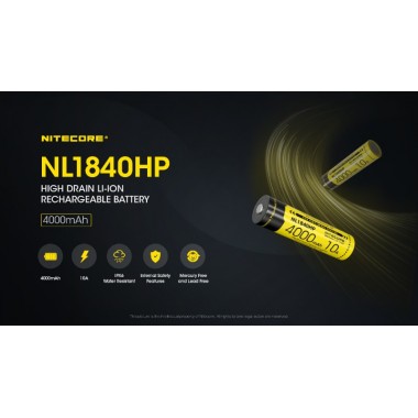 Аккумулятор NITECORE с защитой NL1840HP (18650 3.6v 4000mAh Li-ion 3.6v 10A)