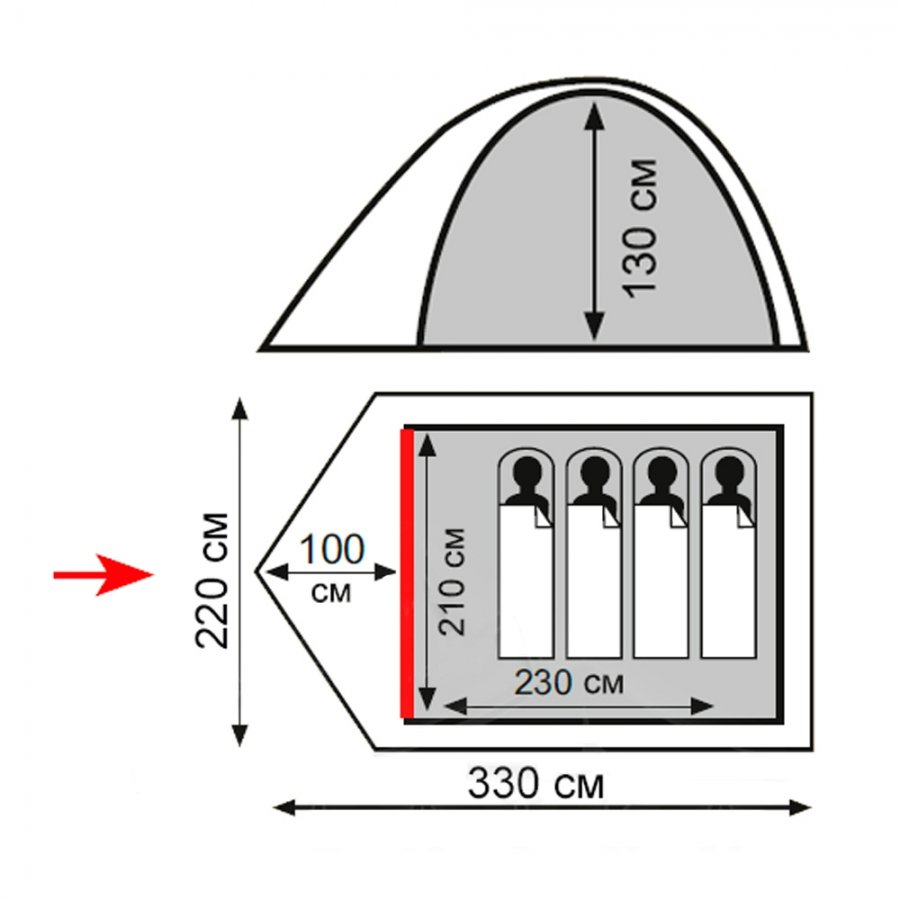 Totem палатка Tepee 4 (V2) (зеленый), 4743131058460