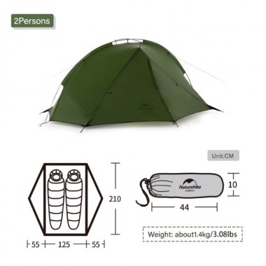 Палатка NATUREHIKE Tagar, 2 местная, зеленая