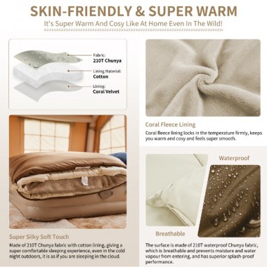 Спальный мешок NATUREHIKE Thermal Cotton, трехслойный, 90х210см, коричневый