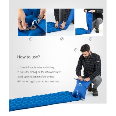 Коврик надувной NATUREHIKE FC10, 1 местный 195х59х6.5см, голубой