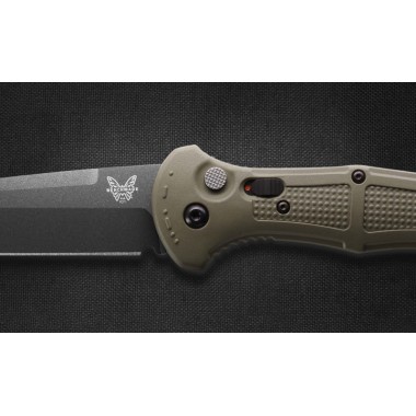 Нож складной BENCHMADE Claymore, Grivory Ranger Green, D2 клинок черн.кобальт P 9,1 см