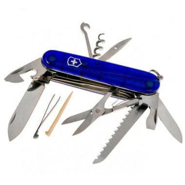 Нож перочинный Victorinox Huntsman (1.3713.T2) 91 мм, 15 функций, прозрачный синий
